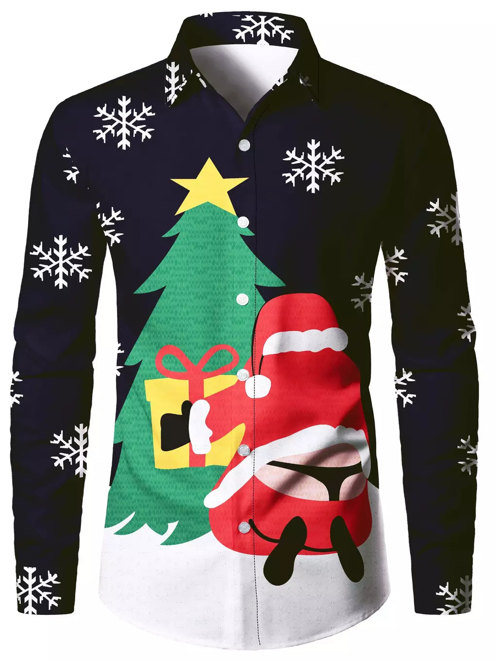 2024 novo estilo de natal papai noel camisa gráfica para homens casual vintage impressão 3d manga longa roupas feriados festa y2k topos