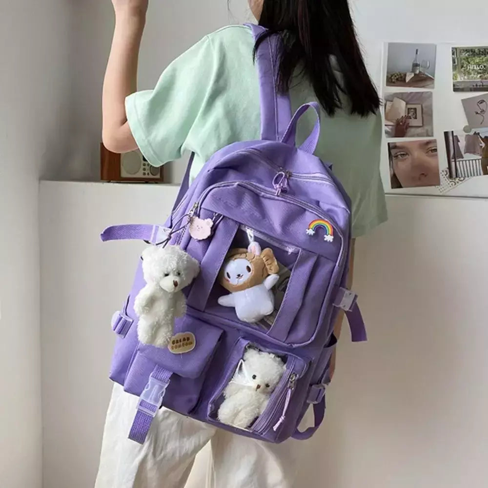 Impermeável Multifuncional Nylon Mochila, Grande Capacidade Saco De Escola, Teenage Book Bag, Travel Bag, Adolescente