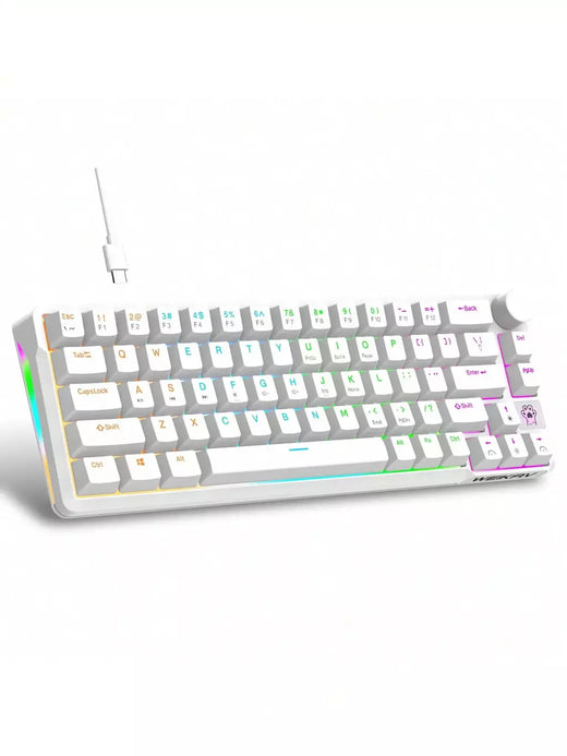 RGB Backlight Wired Mini Teclado Gaming, Ultra Compacto, Impermeável, Pequeno Compacto, 61 Teclas, Fit para PC, Mac Gamers, 60%
