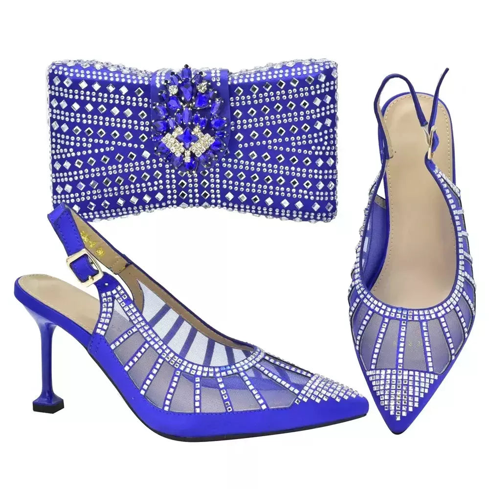 Sapato italiano e saco conjunto para mulheres, sapatos nigerianos, bolsa de correspondência para festa de casamento real, sapatos de luxo, moda mais recente