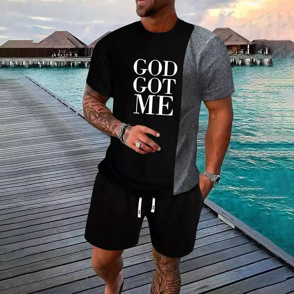 Conjunto de camiseta e shorts casuais masculinos, tops de praia estampados em 3D, moda streetwear, roupas esportivas, estilo havaiano, novo, 2 peças