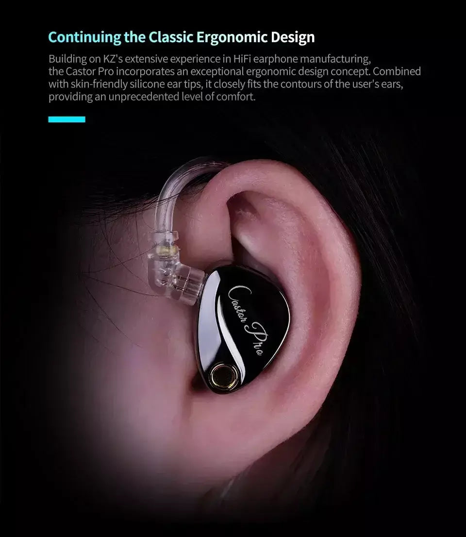 KZ Castor PRO Fone de ouvido intra-auricular HiFi Bass Dinâmico Fones de ouvido sintonizáveis de última geração Harman Target com fones de ouvido de graves aprimorados
