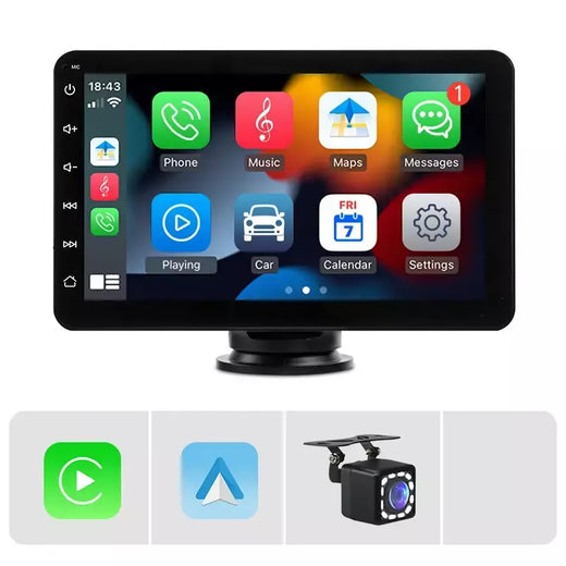 Hippcron 7 polegada rádio do carro reprodutor de vídeo multimídia portátil estéreo sem fio carplay android auto para universal 12-24v autoradio