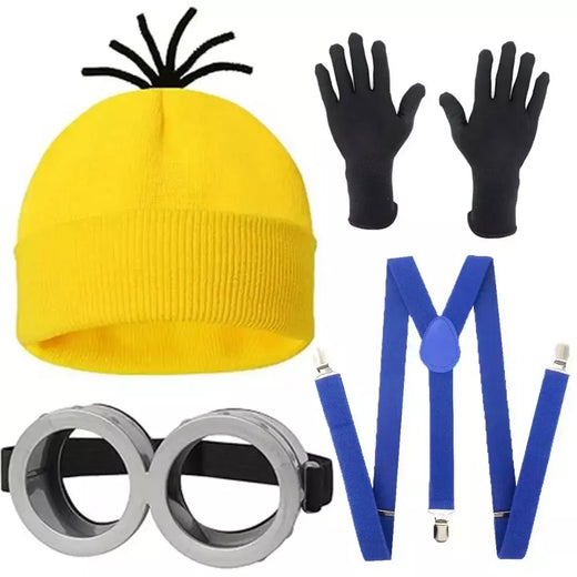 Disfraz miniso cosplay traje disfarce adulto cintas óculos amarelo gorro saia luvas halloween carnaval traje acessórios