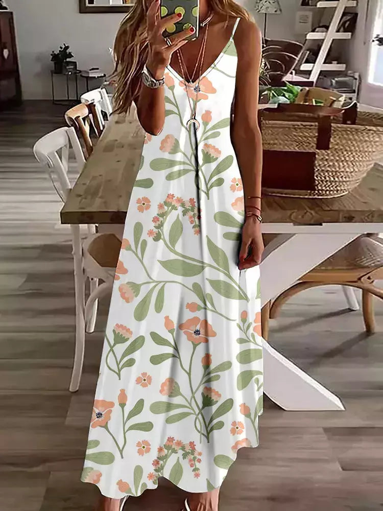 Vestido de cabeceira com estampa floral elegante feminino, casual roupas de praia, plus size, férias, Havaí, novo, 2024