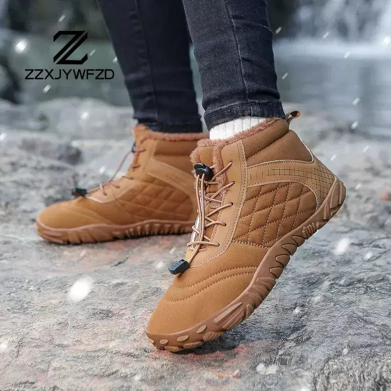 2024 novas botas de inverno para homens neve descalço mulheres ao ar livre antiderrapante pele quente tênis casuais plus size botas de tornozelo sapatos de caminhada