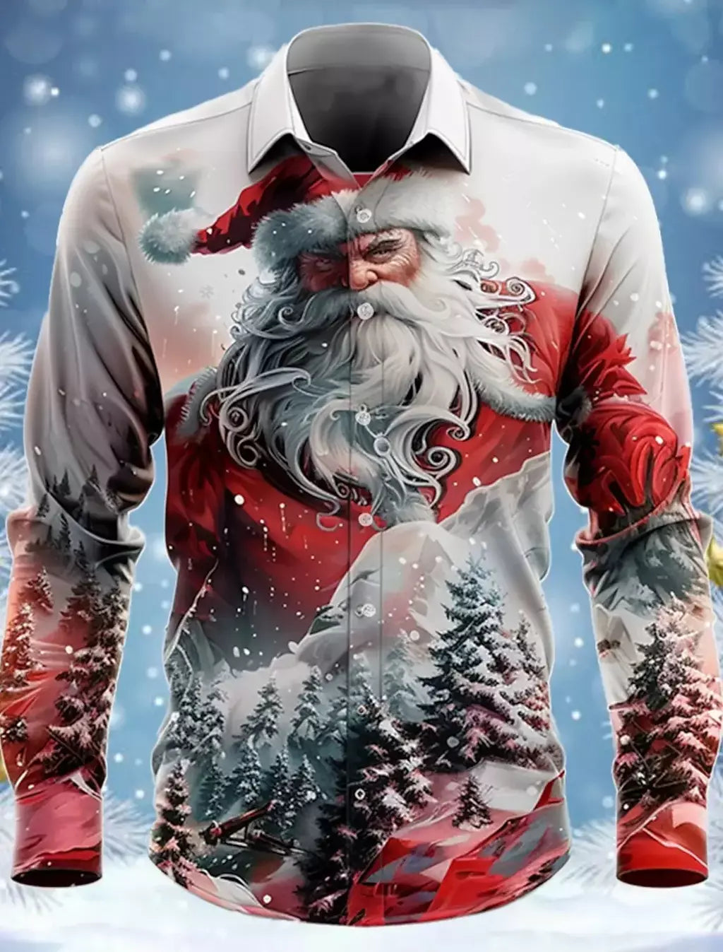 2024 novo estilo de natal papai noel camisa gráfica para homens casual vintage impressão 3d manga longa roupas feriados festa y2k topos