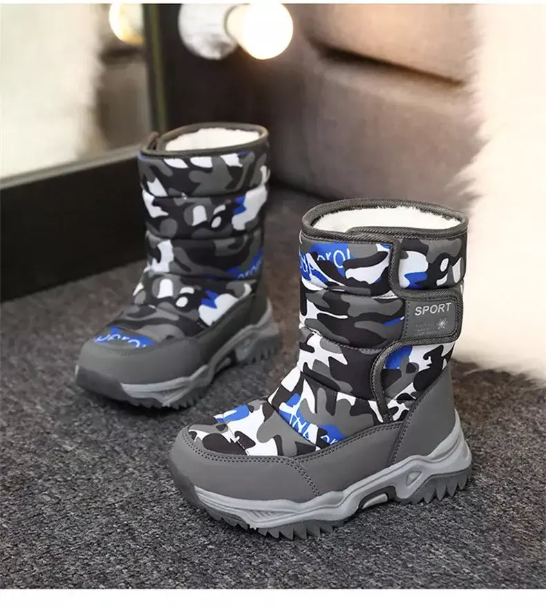 2023 inverno crianças sapatos de pelúcia tecido impermeável antiderrapante sapatos da menina sola de borracha botas de neve moda quente botas ao ar livre