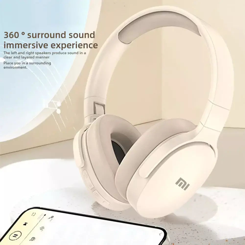 Xiaomi sem fio bluetooth fones de ouvido sobre a orelha estéreo de alta fidelidade dobrável leve suporta cartões tf 3.5mm interface tipo-c