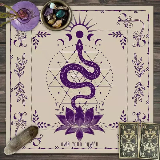 Toalha De Mesa De Tarô Com Seu Poder, Em Forma De Serpente, Estampa Floral e Vegetal, Toalha De Mesa Astrologia, Decoração De Altar, 1Pc