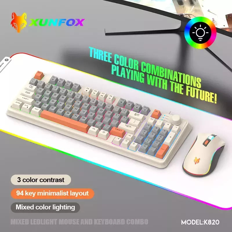 USB Wired Game Keyboard and Mouse Set, Iluminado, Desktop, Laptop, Casa, Escritório, Feminino, Masculino, K820
