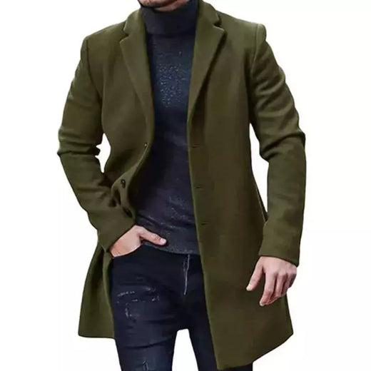 Jaqueta de lã de lapela de peito único masculina, monocromática, casual, casacos primavera e inverno, streetwear masculino