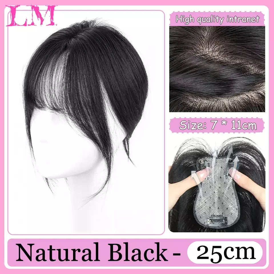 Lm fino 3d ar franja de cabelo em linha reta puro franja clipe em extensões de cabelo topper franja 3d invisível sem costura cabeça peruca de cabelo