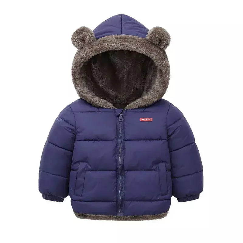 Bebê meninos meninas jaqueta com capuz algodão outerwear crianças grosso casaco de lã cashmere acolchoado jaquetas inverno meninos meninas casacos quentes
