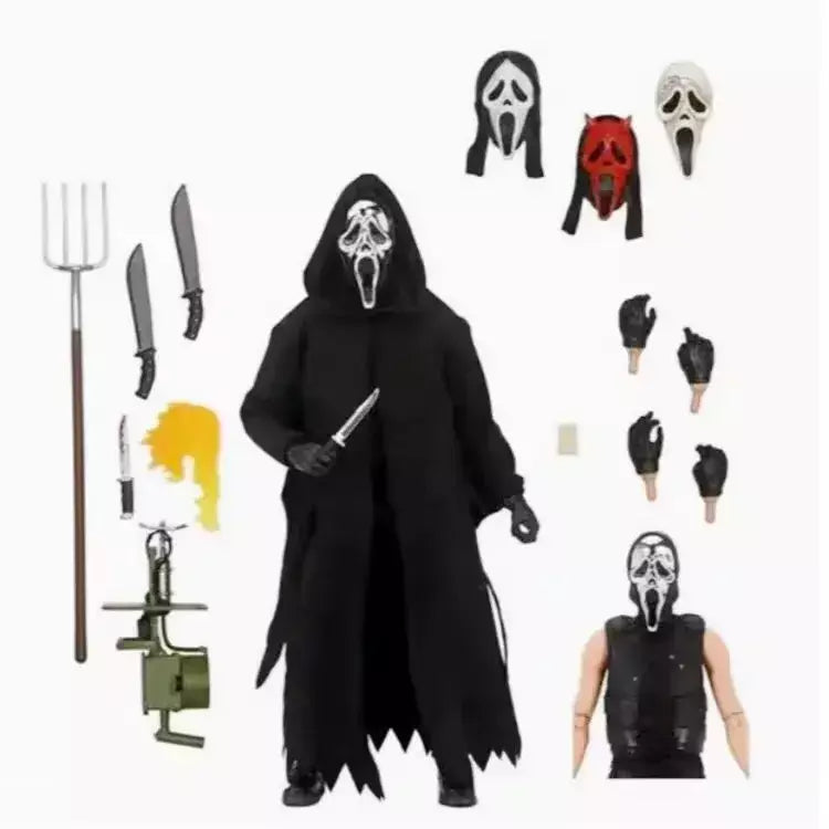 NECA Scream Ghostface Ultimate Figura de ação de 7 polegadas - Deluxe Cloth Edition Filme Modelo colecionável Brinquedo O melhor presente para amigos