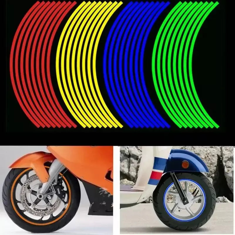 1 conjunto de 16 pçs adesivo de roda fita reflexiva aro listra bicicleta motocicleta adesivos para honda para kawasaki z750 z800 para yamaha mt07