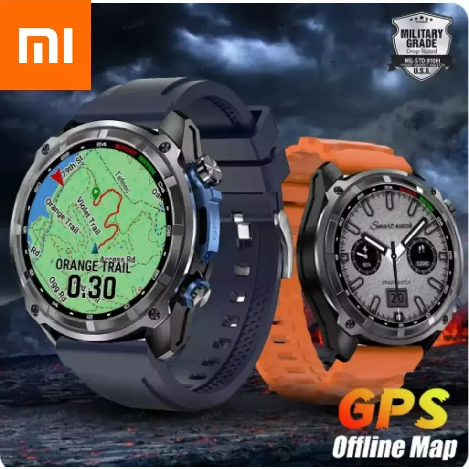 Xiaomi gps relógio inteligente com mapas offline 4gb de memória player vídeo militar esportes smartwatch masculino 30m natação à prova dwaterproof água amoled
