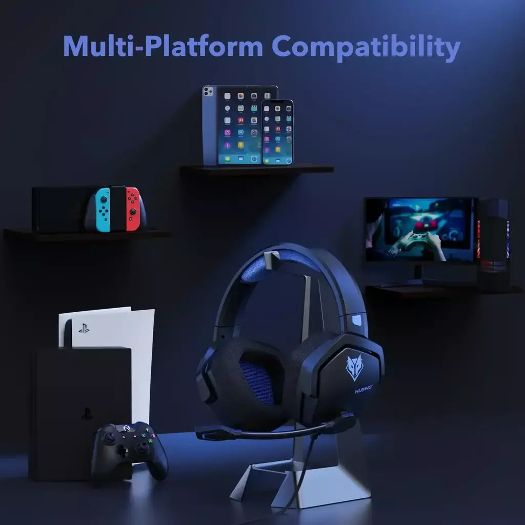 NUBWO N16 Gaming Headset Microfone com cancelamento de ruído, fone de ouvido com fio de som estéreo para PS5, PS4, Xbox One, Switch, PC, fone de ouvido para jogadores