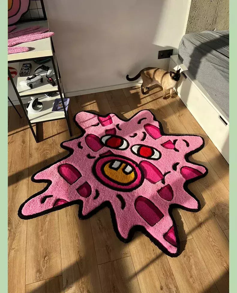 Tapete de pelúcia antiderrapante macio irregular, Tapetes de cabeceira, Decoração criativa da sala de estar, Quarto de estudo simples