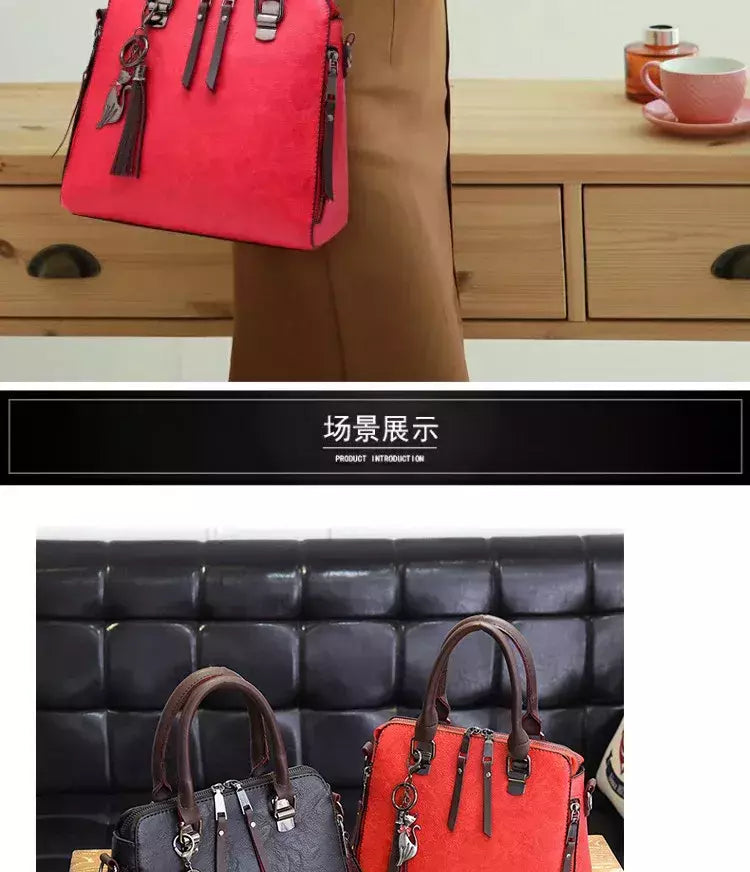 Bolsa de Ombro de Couro Retro para Mulheres, Bolsa Crossbody Messenger, Grande Capacidade, Bolsa Feminina, Designer de Luxo, Alta Qualidade