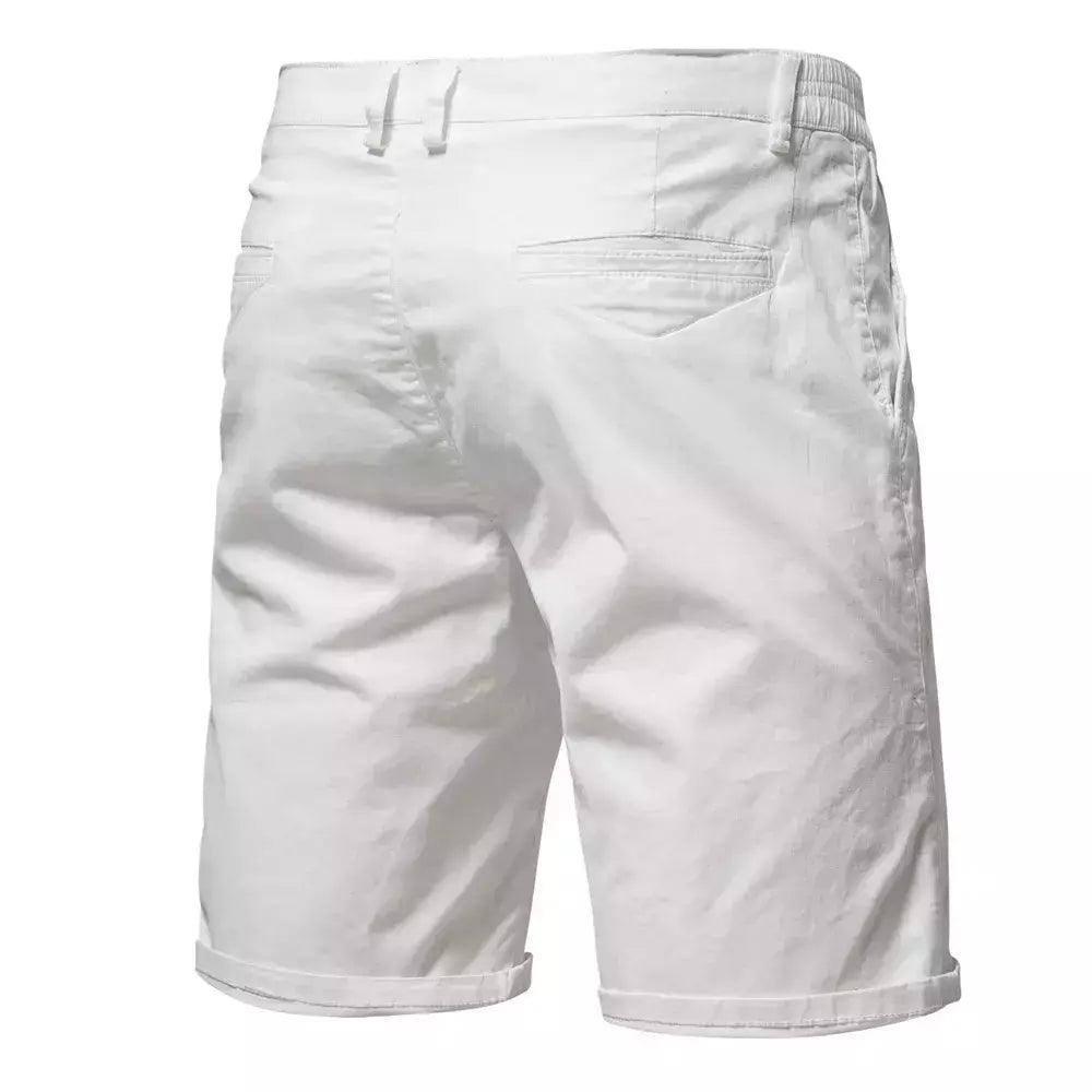 Calça curta de cintura elástica masculina, 100% algodão, monocromática, casual, de negócios, social, alta qualidade, nova, verão 2022