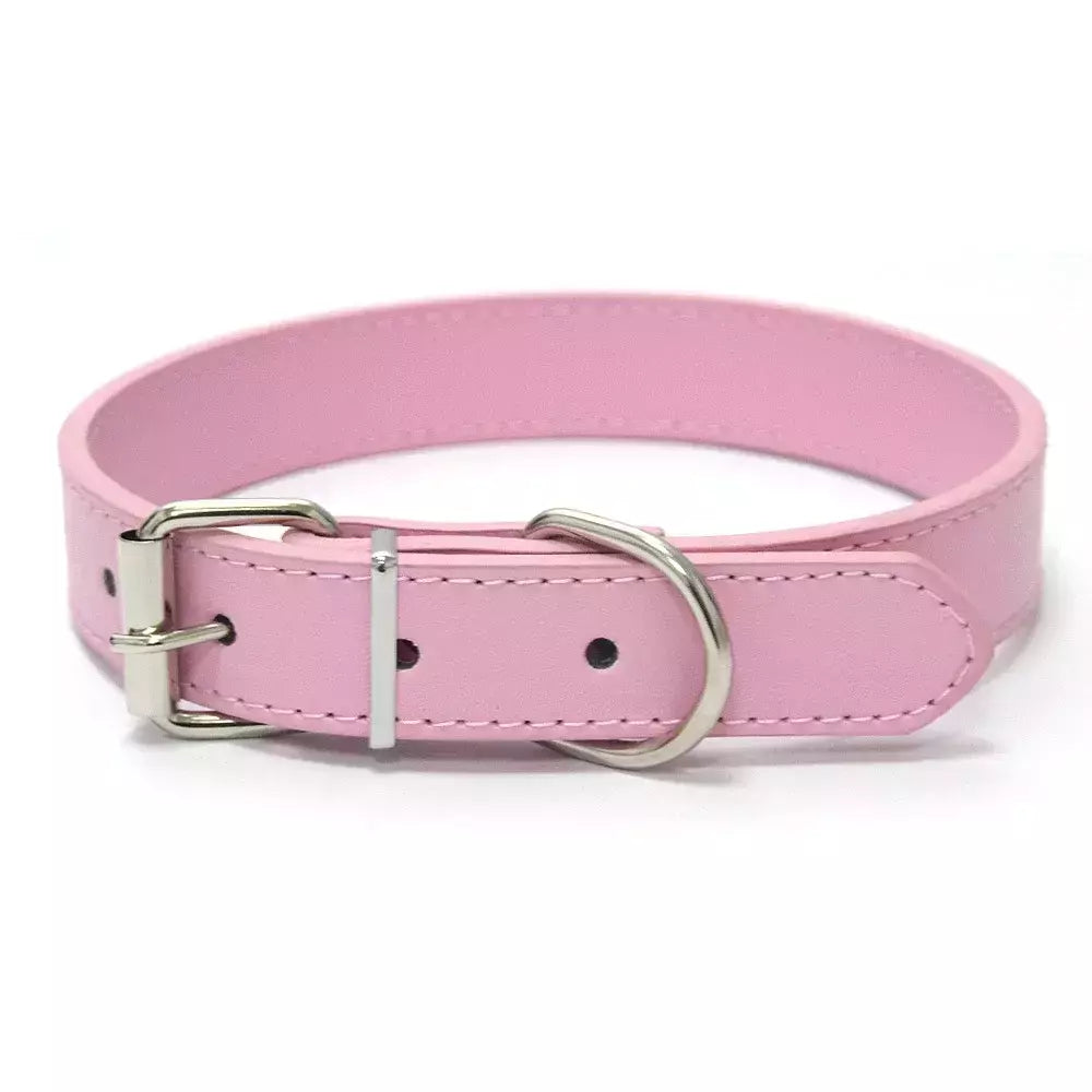 Coleira de couro para cachorro, cor sólida, ajustável, gato, filhote de cachorro, alça de pescoço, adequada para cães médios e pequenos, suprimentos para animais de estimação