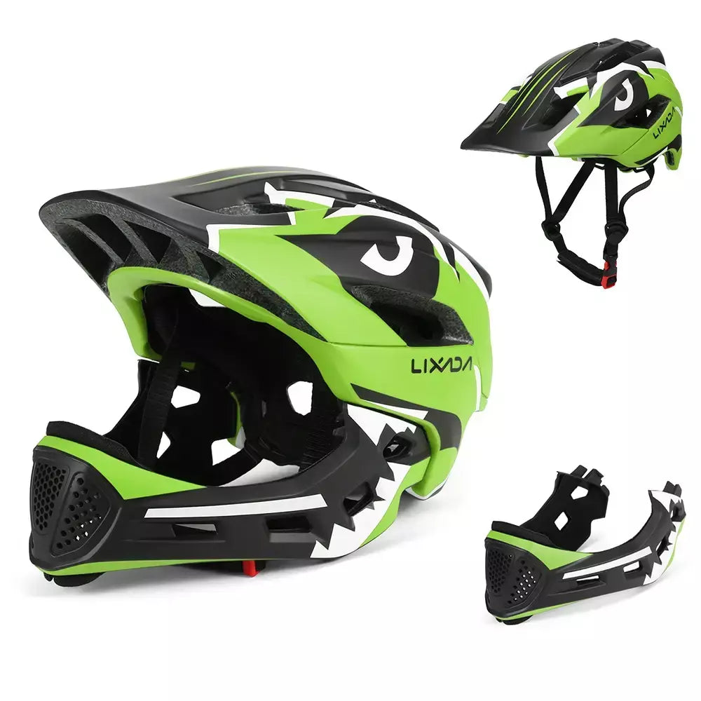 Capacete facial completo destacável para crianças, capacete de segurança esportivo para ciclismo, skate, patinação