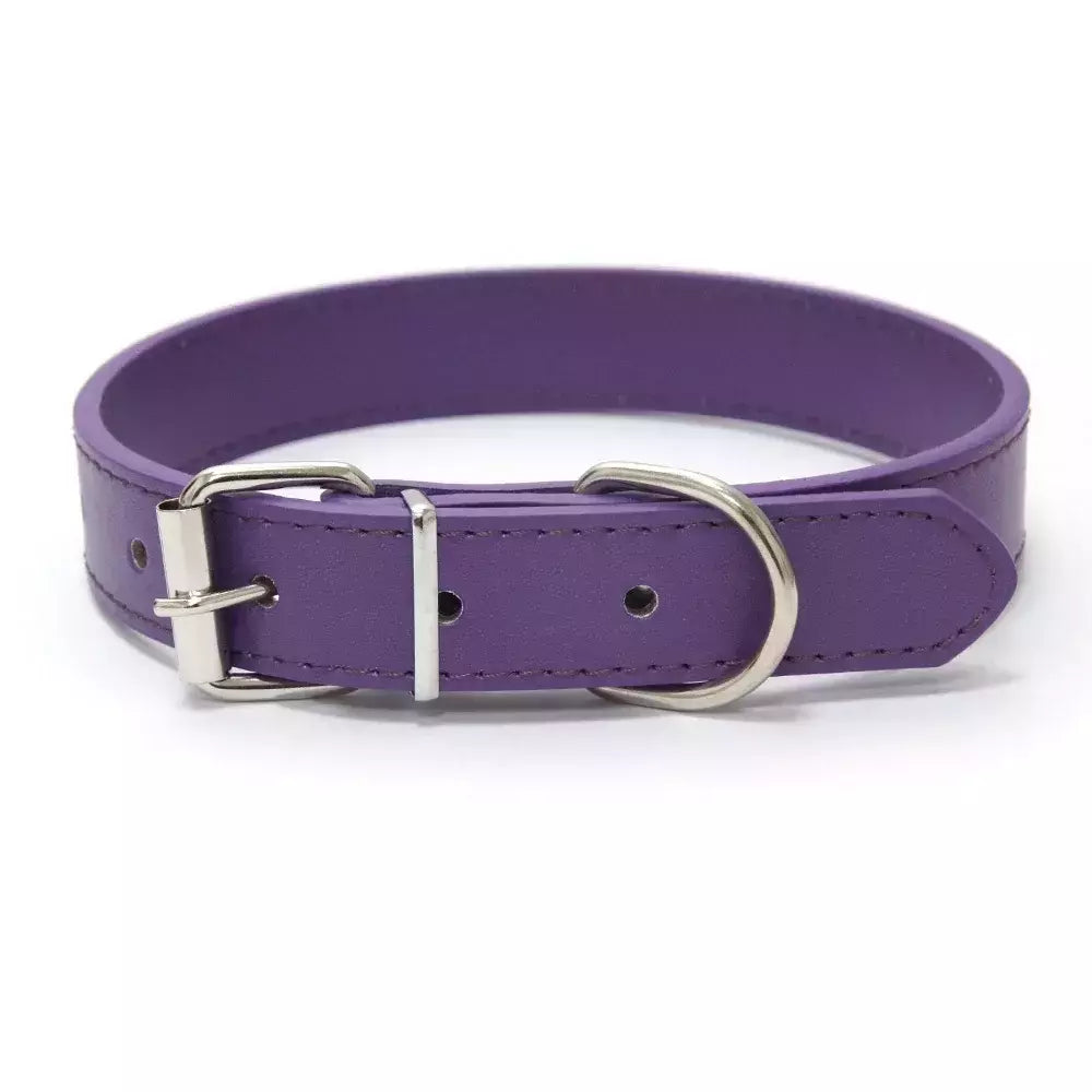 Coleira de couro para cachorro, cor sólida, ajustável, gato, filhote de cachorro, alça de pescoço, adequada para cães médios e pequenos, suprimentos para animais de estimação