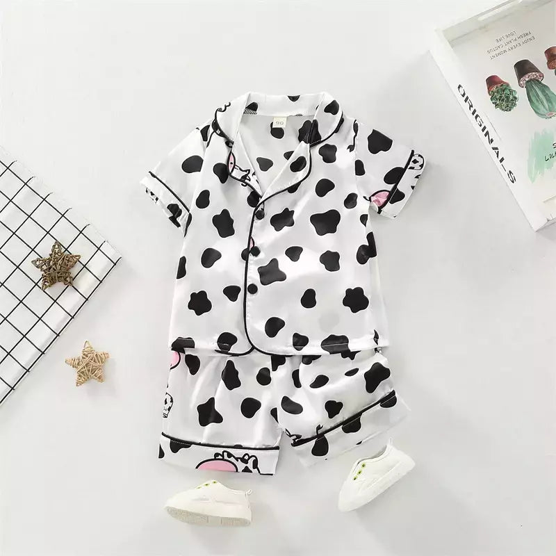 Baby Girls' Sleepwear Suit, Pijama infantil, Roupas infantis, Toddler Casual Costume, Roupas de verão, Camisa infantil, Shorts, Novo, 2Pcs Set