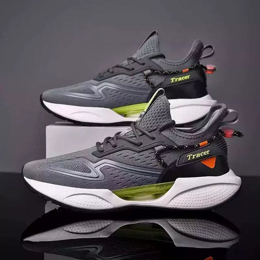 Tênis de corrida casual masculino, tênis ao ar livre, calçados esportivos da moda, malha respirável, amortecimento, calçado de basquete