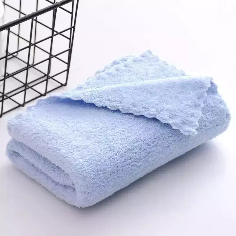 Toalha de rosto absorvente de microfibra grossa, alta densidade, velo coral, secagem rápida, macio, absorvente, limpo, rosto