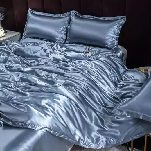 Mulberry Silk Bedding Set, capa de edredão, lençol, fronha, lençol de cetim luxo, cor sólida, rei, rainha, completo, Twin Size