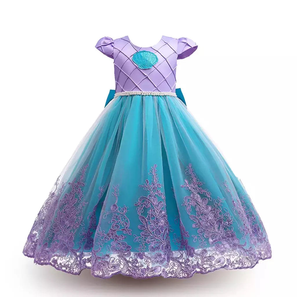 Meninas escala roxa princesa sereia ariel cosplay vestido de halloween vestido de festa de aniversário meninas verão praia vestido de férias