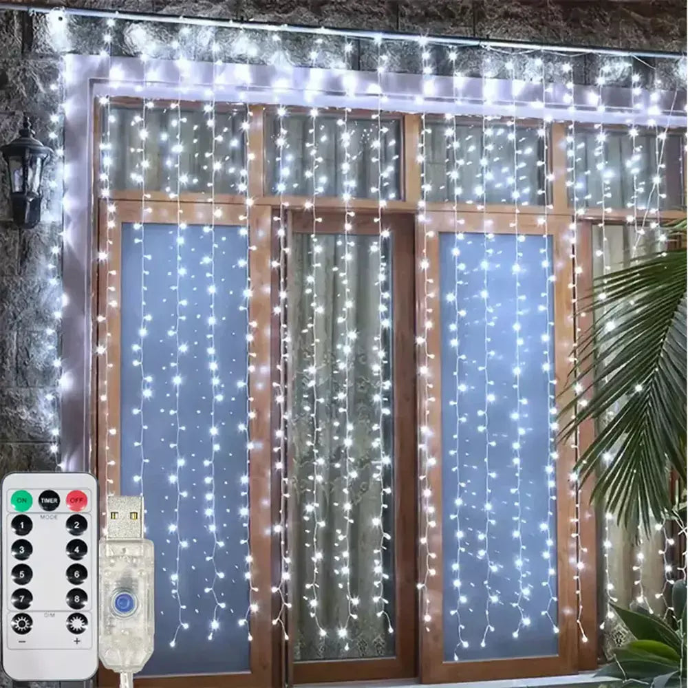 Natal usb cortina corda luzes de fadas 8 modo 6/3m led guirlanda remoto para festa jardim casa decoração casamento ano novo 2025