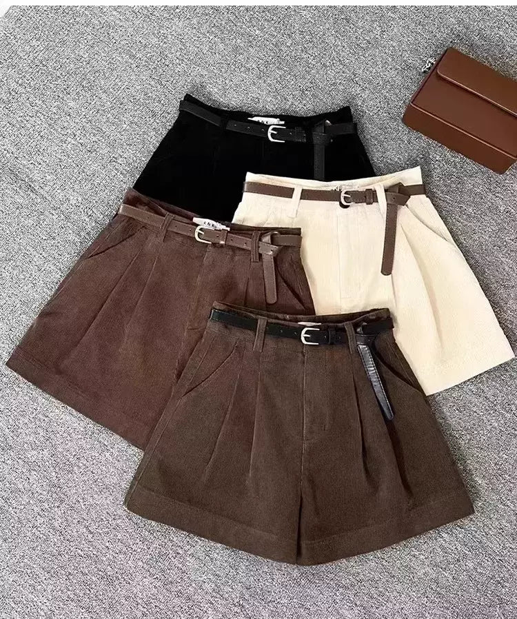 Shorts de veludo emagrecedor cintura alta feminino, cor café, calças botas na moda, outono e inverno, nova chegada, 2023