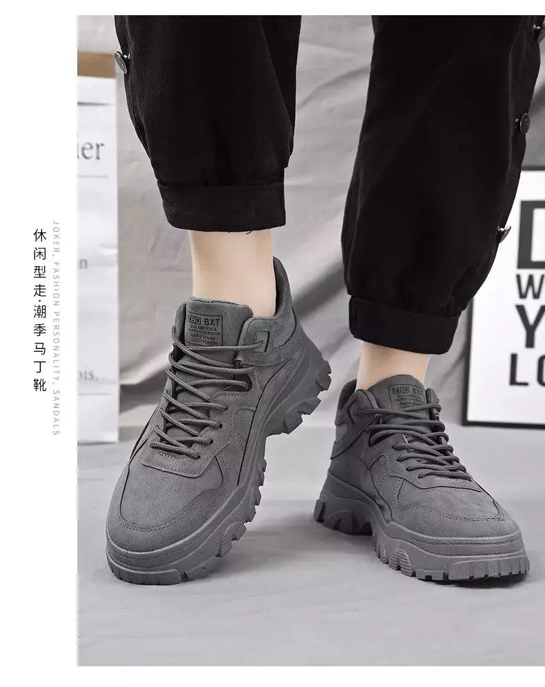 Sapatos de sola grossa masculina, botas de deserto, táticas calorosas, strappy nu, moda ao ar livre, novo, inverno, 2023