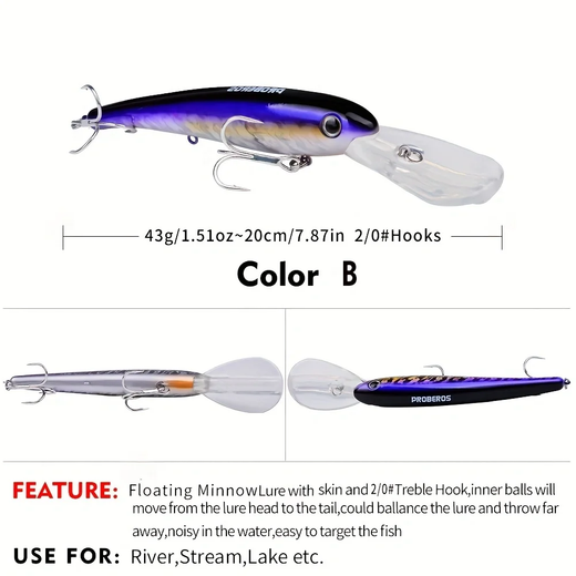 Isca de pesca flutuante de 20cm com ganchos, isca artificial realista para pesca em água doce e salgada, 1 peça