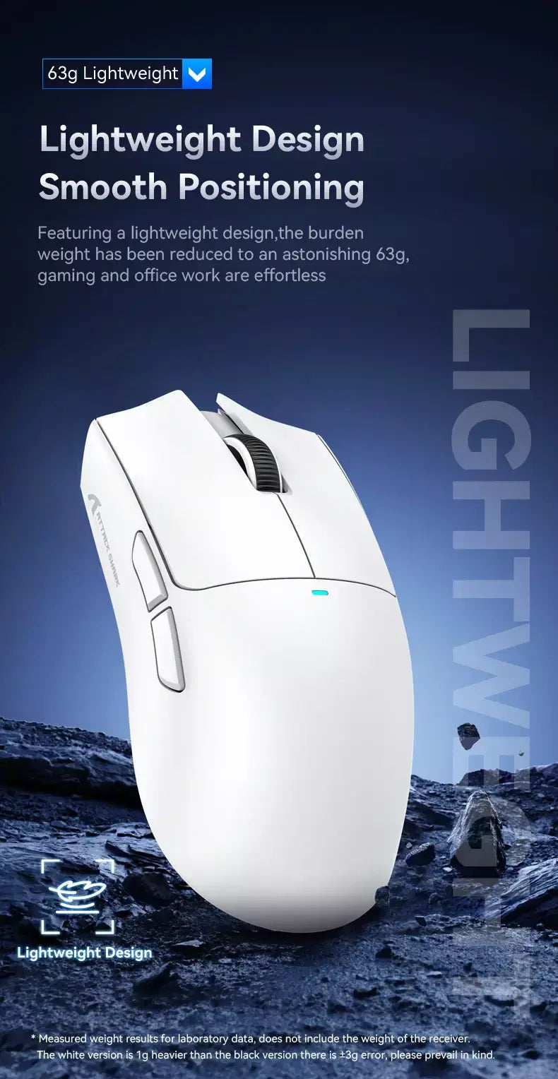 Mouse para jogos sem fio tri-mode Attack Shark X11 26K DPI PAW3311 Sensor, 2.4G/Bluetooth/com fio tri-modo, 400 IPS