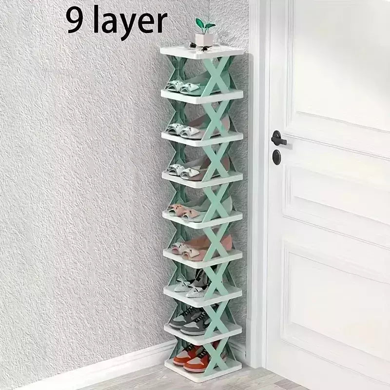 Sapateira dobrável e destacável de várias camadas, plástico, espaço familiar, adequado para quartos do corredor, 1pc