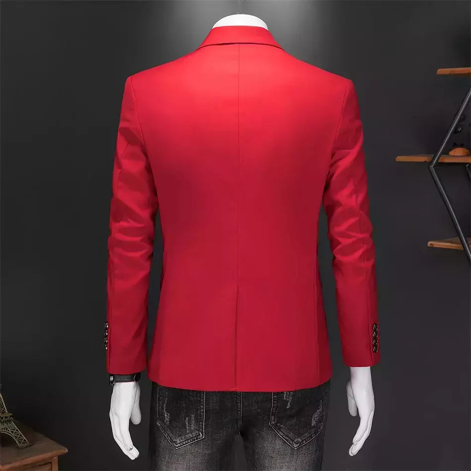 Blazer Casual de Negócios Masculino, Jaqueta Monocromática, Casacos Oversize, Smoking Masculino, Roupas de Marca, Roupas de Trabalho, Plus Size M-6XL