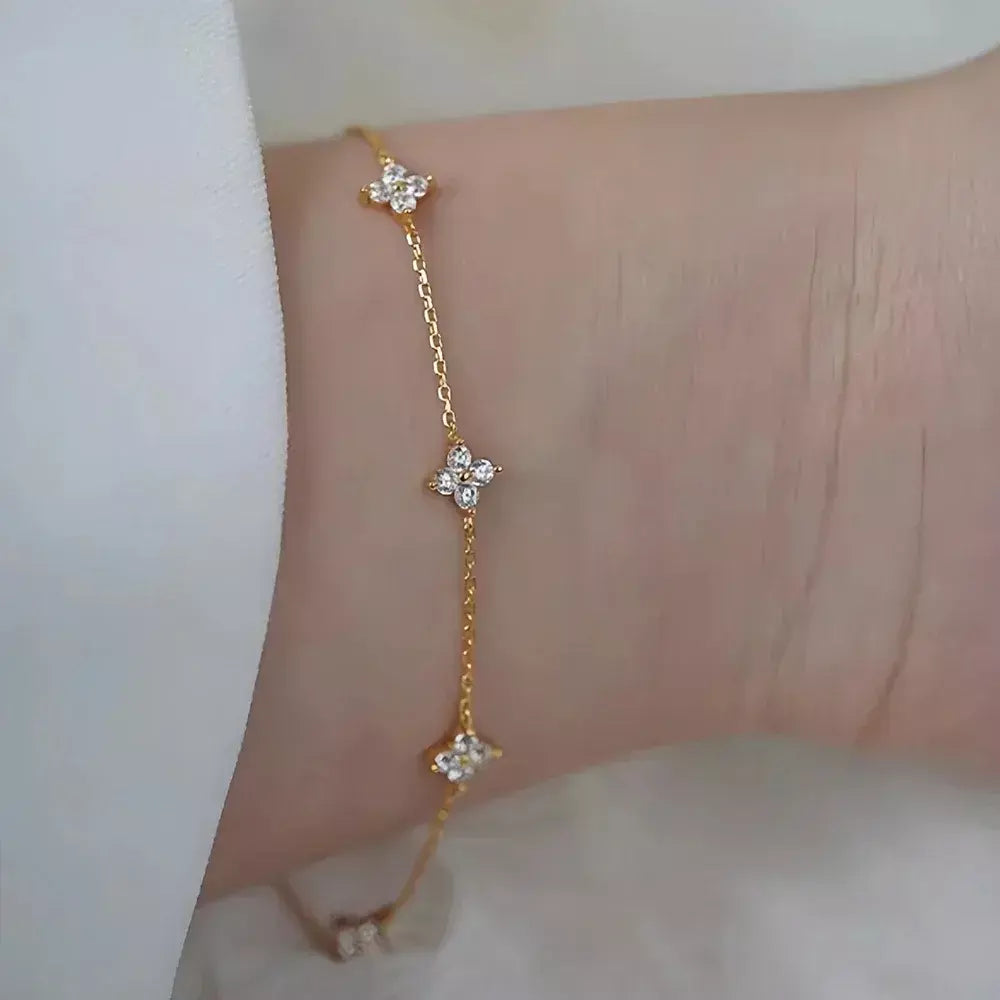 Novo aço inoxidável zircão colares para mulheres 18k banhado a ouro quatro folhas grama colar corrente colar de luxo jóias presente