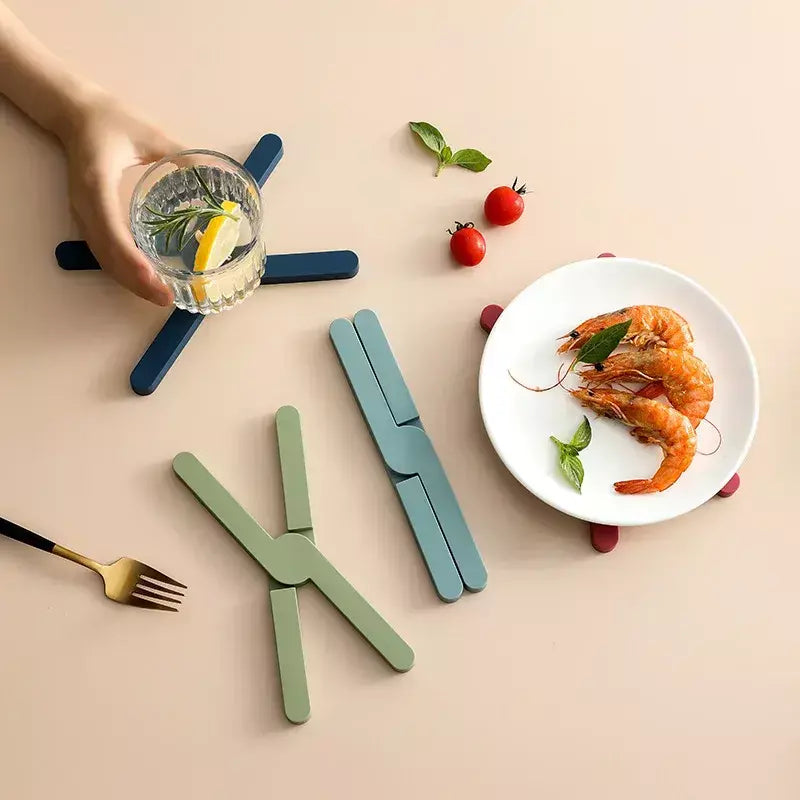 Silicone x em forma de almofada resistente ao calor dobrável antiderrapante pote pan esteira mesa placemat prato cruz titular coaster cozinha
