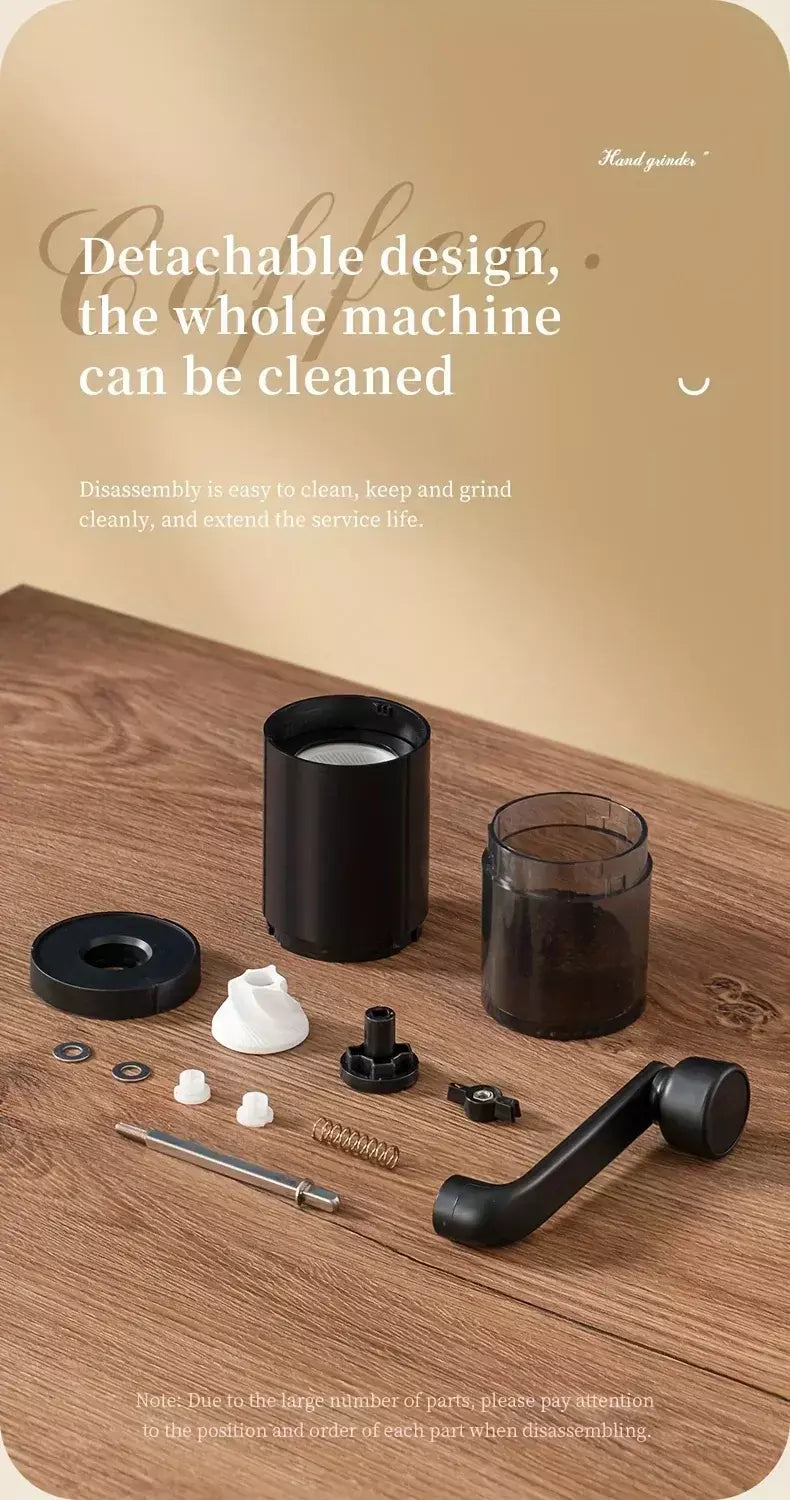 Moedor de café manual portátil, máquina manivela, moedor de feijão ajustável, viagem ao ar livre em casa, pequeno