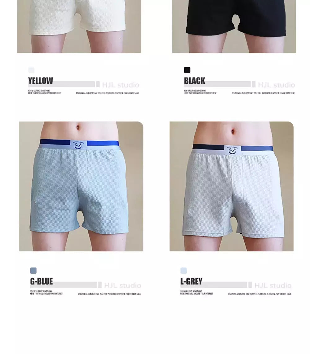 100% algodão macio solto respirável roupa interior masculina moda panda impressão sólida malha pj calças cintura alta elástica pijamas boxers