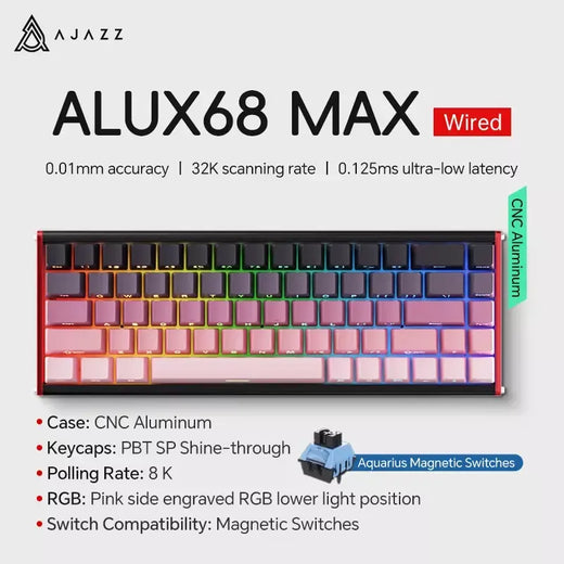 Ajazz ak680 max interruptor magnético teclado mecânico 60% gatilho rápido 0.01mm 8k/1k retorno 68 teclas com fio/sem fio gaming keybaord