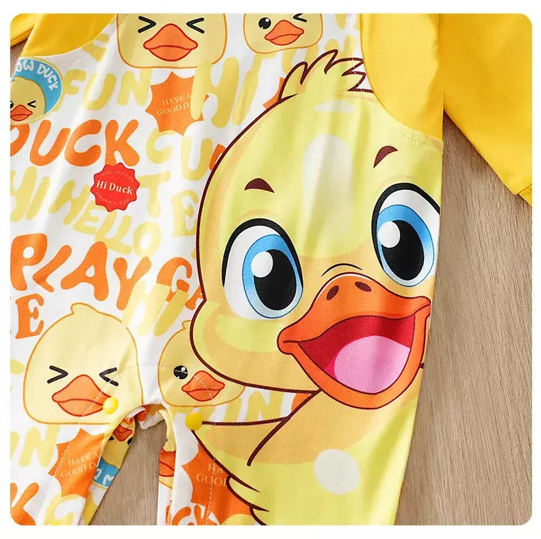 Bebê meninos meninas dos desenhos animados pato amarelo outono manga longa macacão infantil da criança recém-nascido 0-18 meses quente macio aconchegante