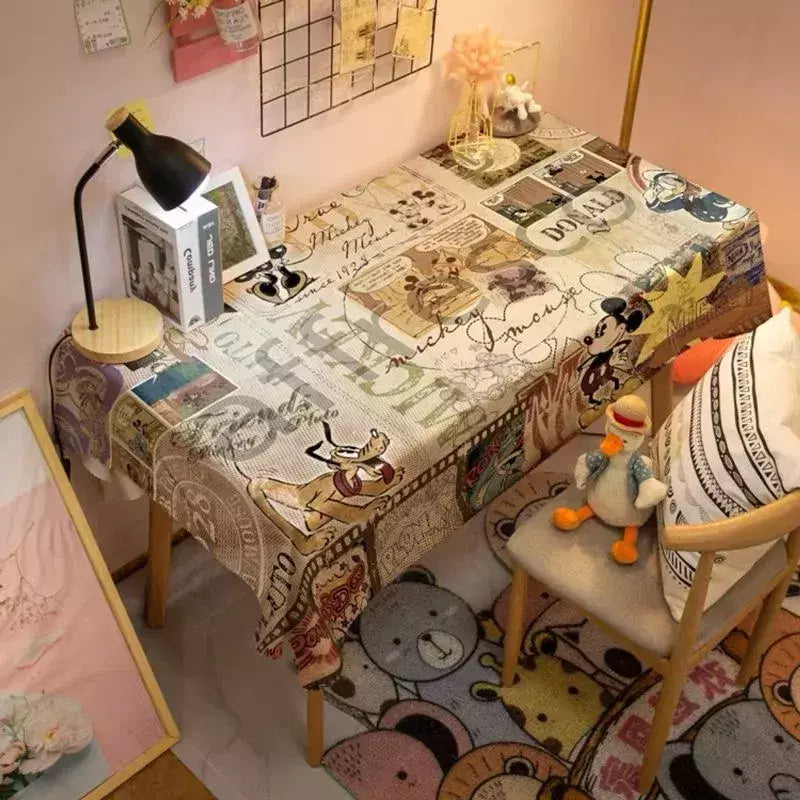 Toalha De Mesa Mickey Mouse Dos Desenhos Animados Da Disney Para Crianças, Mesa De Jantar Americana, Toalha De Mesa De Café Retro, Toalha De Mesa Quadrada
