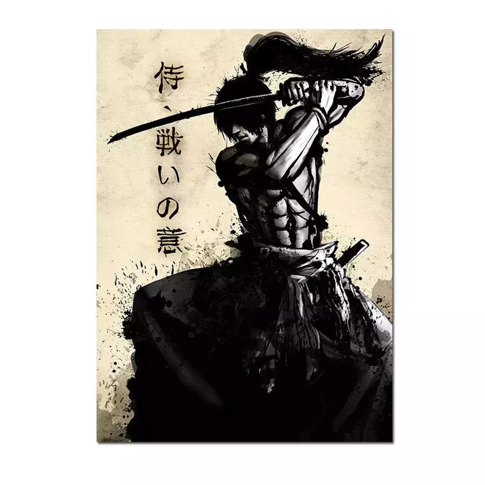 Japonês Samurai Canvas Pintura Wall Art, Cartazes e Impressões de Personagem, Decoração para Casa, Imagem para Sala, Quarto Estética