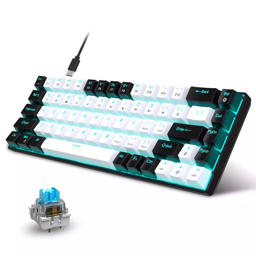 Teclado mecânico para jogos, LED retroiluminado, Interruptor azul, Ergonômico RGB, Quente, Troca, Jogos, PC, Laptop, Escritório, 68 Chaves