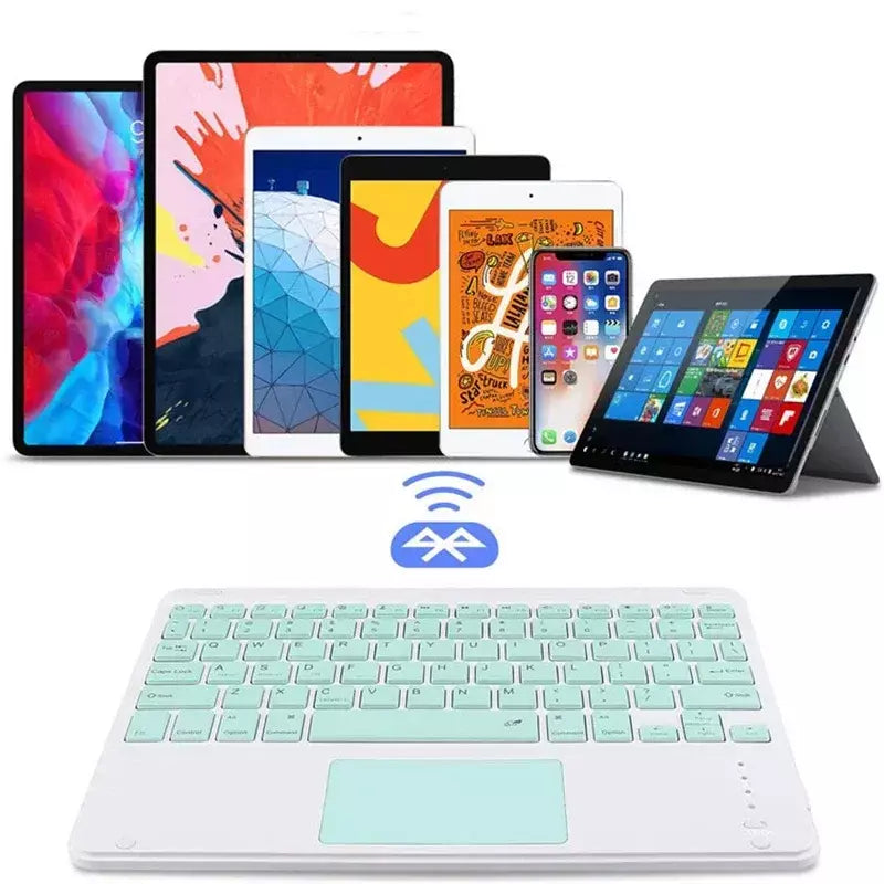 Teclado bluetooth espanhol/inglês de 10 polegadas para ipad air pro teclado recarregável sem fio para telefone tablet laptop universal